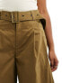 Фото #9 товара Urban Revivo wide leg belt detail cargo trousers in khaki brown