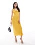 Фото #1 товара Bardot asymmetric satin maxi slip dress in marigold