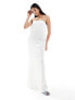 Фото #5 товара Vero Moda textured satin bandeau maxi dress in off white