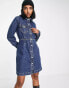 Tommy Jeans slim denim button up dress in dark wash