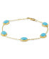 ფოტო #1 პროდუქტის Genuine Sleeping Beauty Turquoise Chain Bracelet in 14k Yellow Gold