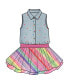 Girl Chambray And Tulle Rainbow Mesh Dress - Child