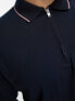 Фото #2 товара Selected Homme cotton mix long sleeve polo with zip in navy