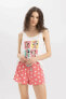 Fall In Love Disney Mickey & Minnie Atlet Şortlu Pijama Takımı B8740ax24sm