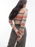 Фото #7 товара Topshop knitted stripe sheer knit cardigan in multi