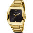 GUESS Men's Trend Casual Tonneau Diamond 43mm Watch Black Dial Gold-Tone Stai...