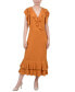 ფოტო #1 პროდუქტის Petite Flutter Sleeve Ruffle Midi Dress