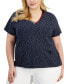 ფოტო #1 პროდუქტის Plus Size V-Neck Dot-Print Top