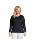 Фото #1 товара Plus Size Relaxed Supima Cotton Long Sleeve Crew Neck T-Shirt