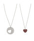 FAO Schwarz women's Heart Pendant with Cubic Zirconia Stone Accents Necklace Set, 2 Piece