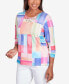 ფოტო #4 პროდუქტის Petite Classic Bright Patchwork Lace Neck Top