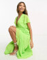 Фото #3 товара ASOS DESIGN frill detail wrap maxi dress in bright lime dobby