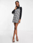 Фото #6 товара Miss Selfridge 2 in 1 cami dogtooth dress in black & white