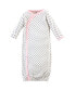 Baby Girls Baby Organic Cotton Side-Closure Snap Long-Sleeve Gowns 3pk, Pink Gray Scribble