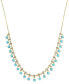 Фото #1 товара EFFY Collection eFFY® Turquoise & Diamond (5/8 ct. t.w.) Bezel Dangle 18" Collar Necklace in 14k Gold