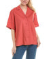 Фото #2 товара Rebecca Taylor Linen-Blend Cabana Shirt Women's Orange S