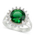 ფოტო #1 პროდუქტის Silver-Tone Color Crystal & Cubic Zirconia Halo Ring, Created for Macy's