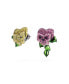 ფოტო #3 პროდუქტის Asymmetrical Design, Flower, Multicolored, Rhodium Plated Alice In Wonderland Stud Earrings