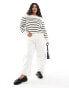 Mango curve striped lightweight jumper in white