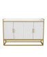 Modern Kitchen Buffet Storage Cabinet Cupboard White Gloss With Metal Legs For Living Room Kitchen