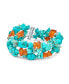 ფოტო #1 პროდუქტის Statement Wide Stabilized Blue Natural Turquoise Golden Orange Amber Resin Chips Multi Strand Bracelet For Women Sterling Silver Tube Clasp