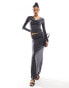 Фото #1 товара ASOS DESIGN maxi skirt with ruched side in charcoal co-ord