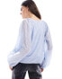 Фото #6 товара Vila sheer button through blouse in blue pin stripe