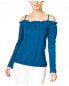 INC International Concepts Women's Off Shoulder Long Sleeve Top Blue XL