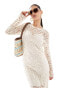 NA-KD crochet maxi dress with scoop back in light beige