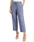 Фото #1 товара Women's Linen-Blend Mid Rise Drawstring-Waist Crop Pants