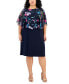 Фото #1 товара Plus Size Printed Cape-Overlay Sheath Dress