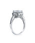 ფოტო #2 პროდუქტის 3CT AAA CZ Cubic Zirconia Halo Solitaire Square Radiant Cushion Cut Engagement Ring For Women .925 Sterling Silver 1MM Thin Band