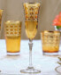 Amber Color Champagne Flutes with Gold-Tone Rings, Set of 4