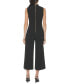 Фото #2 товара Women's Bow-Embellished Mock Neck Cropped Wide-Leg Jumpsuit