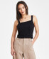 ფოტო #1 პროდუქტის Petite Square-Neck Smocked-Back Sleeveless Top, Created for Macy's