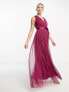Фото #2 товара Anaya wrap front maxi tulle dress in red plum