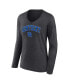 ფოტო #3 პროდუქტის Women's Heather Charcoal Kentucky Wildcats Evergreen Campus Long Sleeve V-Neck T-shirt