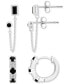 ფოტო #1 პროდუქტის 2-Pc. Set Onyx & White Topaz Double Pierced Chain Earrings, & Small Huggie Hoop Earrings in Sterling Silver