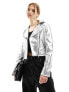 Фото #1 товара Bershka metallic biker jacket in silver