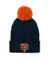 Фото #1 товара Big Girls Navy Chicago Bears Team Cable Cuffed Knit Hat with Pom