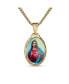 ფოტო #1 პროდუქტის Oval Religious Medal Medallion Sacred Heart Of Jesus Photo Pendant Necklace For Women Teen Yellow Gold Plated