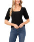 Women's Short Puff Sleeve Square Neck Knit Top