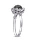 ფოტო #3 პროდუქტის Black and White Diamond (1 ct. t.w.) Cluster Ring in 14k White Gold