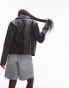 Фото #3 товара Topshop faux leather fitted jacket in washed black