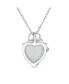 Фото #2 товара Bling Jewelry romantic Opulence Gemstone Heart Shape White Created Opal CZ Rose Flower Accent Pendant Necklace For Women .925 Sterling Silver October Birthstone 16-18 Inch