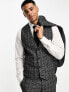 Фото #3 товара ASOS DESIGN super skinny wool mix waistcoat in grey texture check