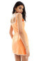 Фото #4 товара SNDYS linen mix contrast piping cut out detail mini dress in orange