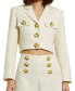 Фото #2 товара Women's Cropped Tweed Floral Button Jacket