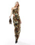 Фото #1 товара Something New X Art Gallery mesh column skirt co-ord in art print