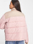 Фото #3 товара Wednesday's Girl high neck puffer jacket in pink contrast